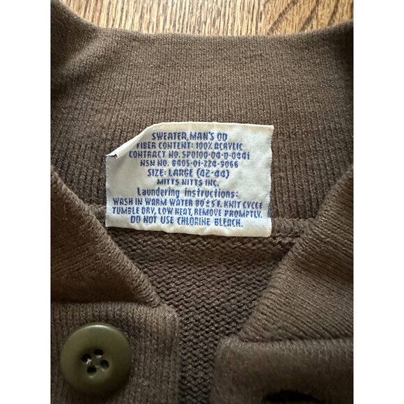 Vintage DSCP Military Retro Button Down Cowl Neck Sweater - Size L - Picture 3 of 3